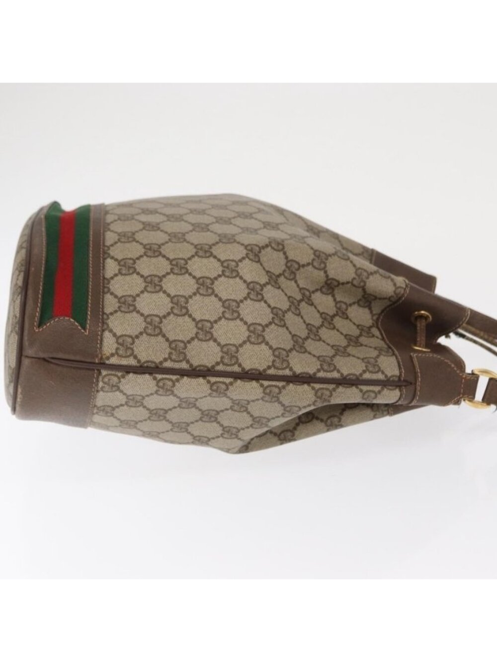Authentic GUCCI GG Supreme Web Sherry Line Bag PVC Beige Gold 164 02 085 - Picture 11 of 16